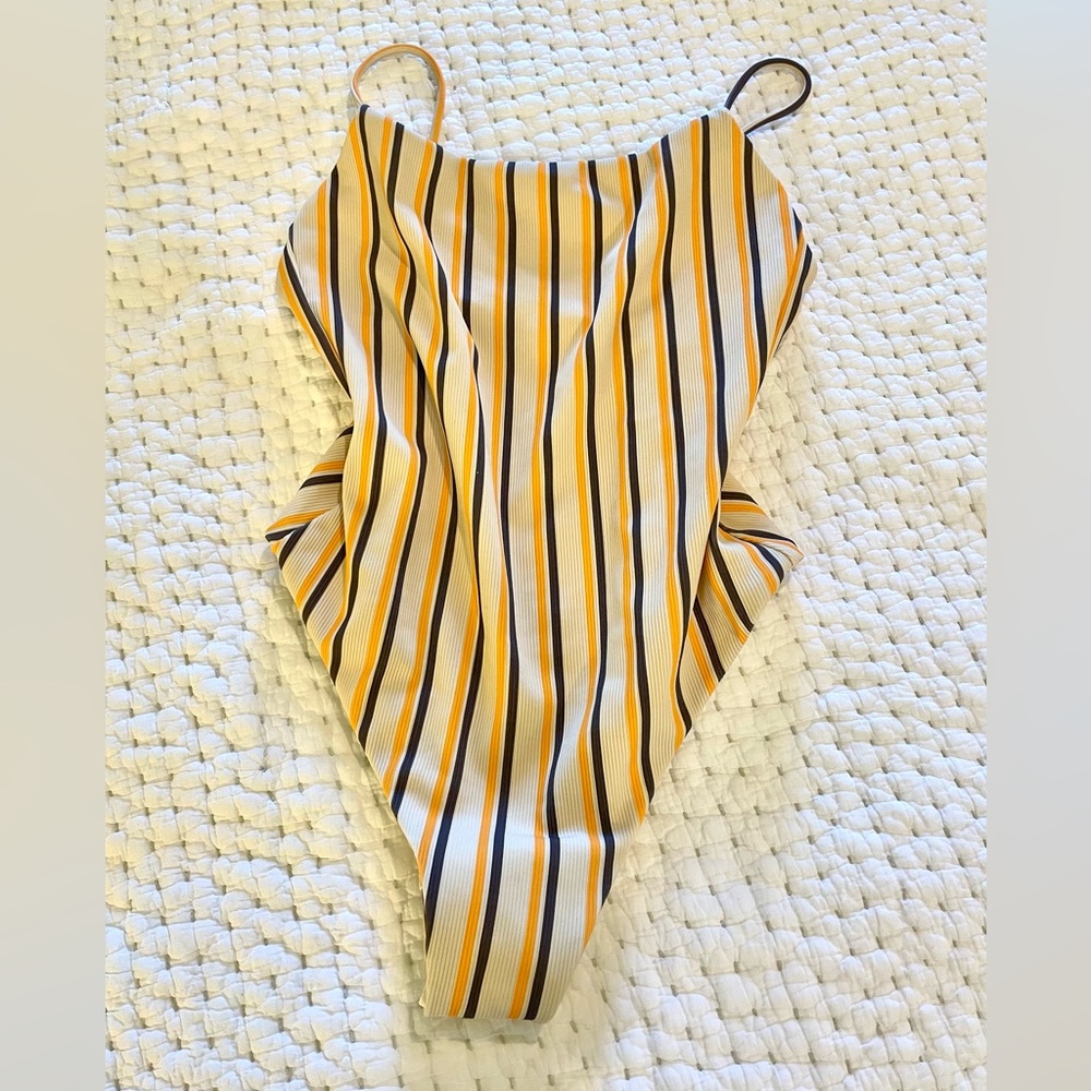 NWOT - LICORICE STRIPE RIB ONE PIECE SWIMSUIT